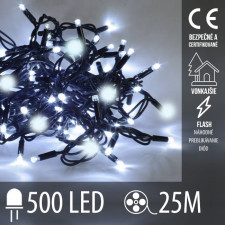 Vianočná led svetelná reťaz vonkajšia FLASH - 500led - 25m - studená biela / studená biela