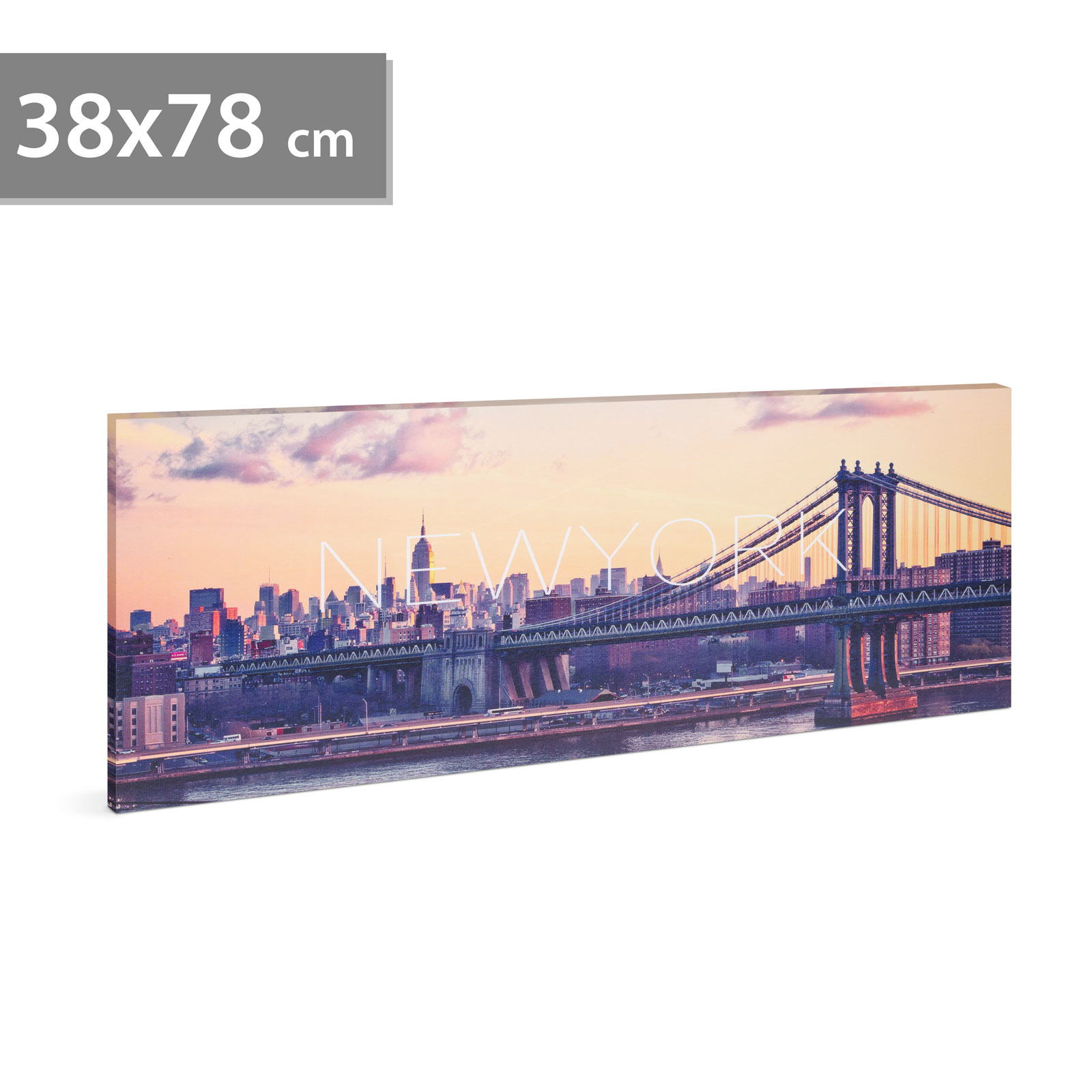 LED obraz - "New York" - 2 x AA, 38 x 78 cm