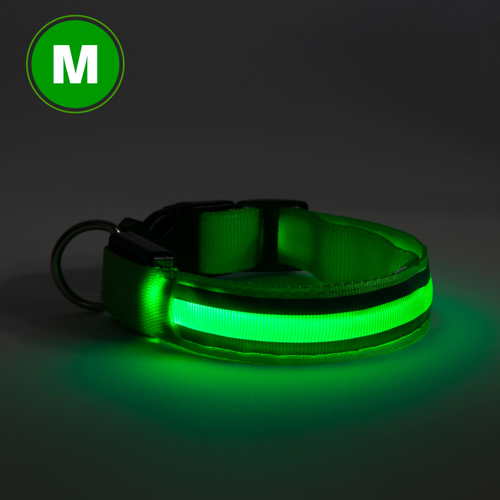 LED obojok - veľkosť M - zelená
